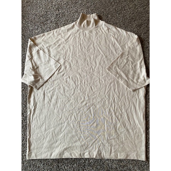 ASOS DESIGN oversized half sleeve t-shirt with turtle neck in beige - Small - Picture 3 of 7
